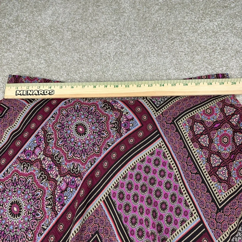 Westport Plus Size 2X Midi Skirt Boho Patchwork Mandala Purple Maroon Festival